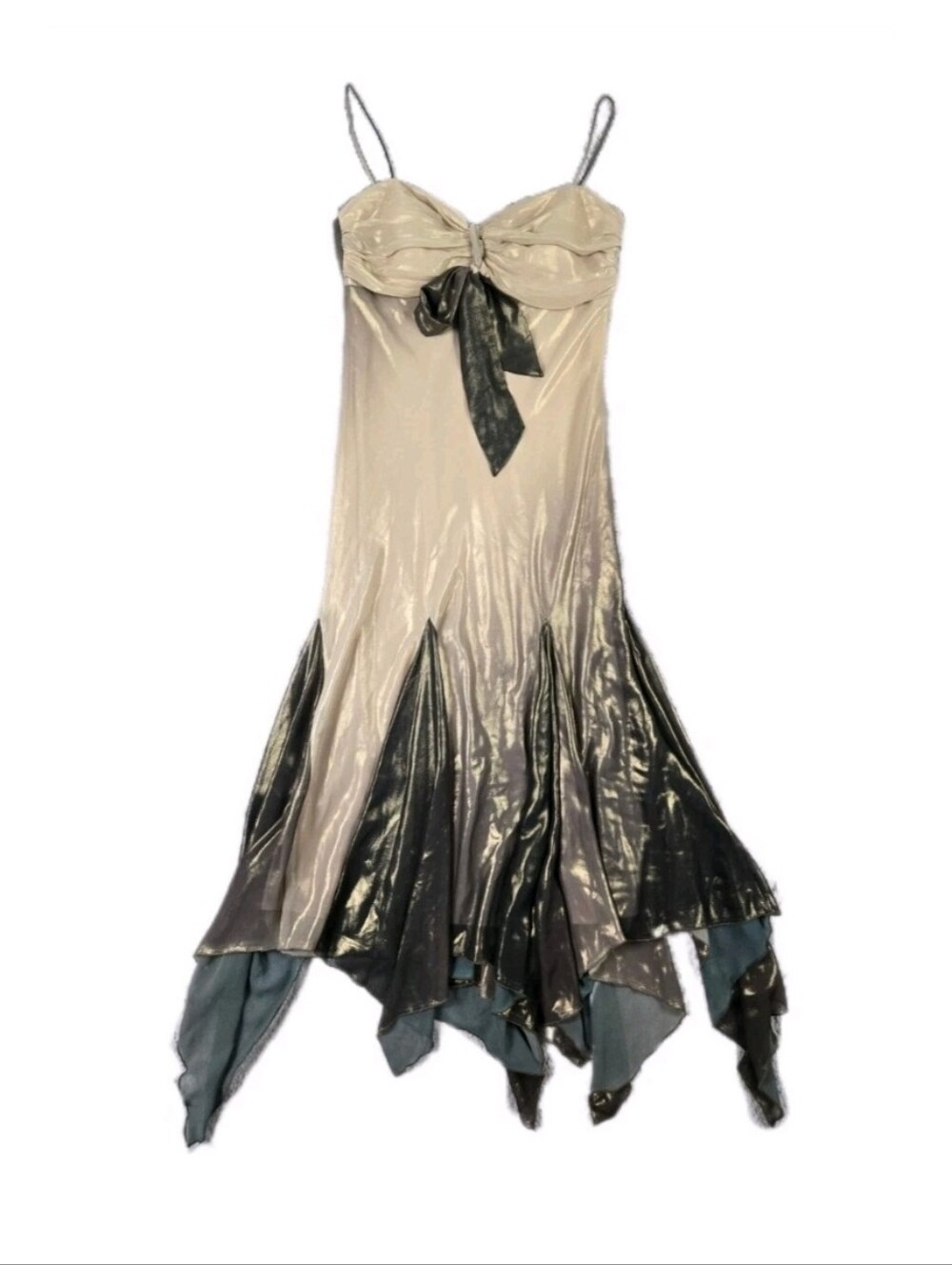 Vintage Babydoll Slip Dress Sz 10 Fairy Grunge Shiny Sleeveless Asymmetric Hem